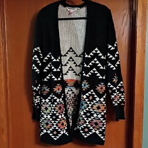 No Boundaries Black and Multicolor Patterned Cardigan Size XXL/ 2XL